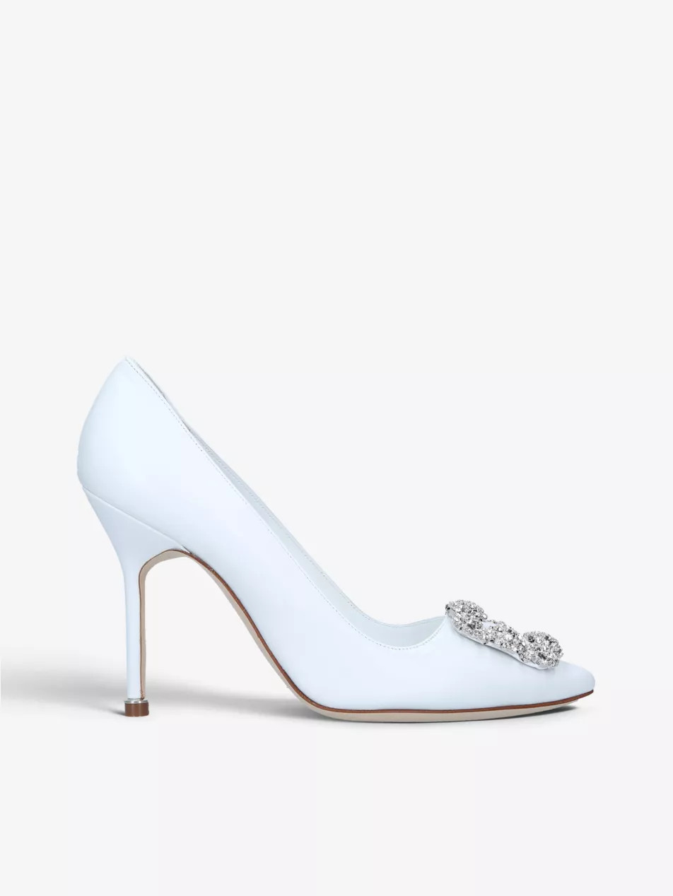 Hangisi 105 crystal-embellished leather courts | Selfridges