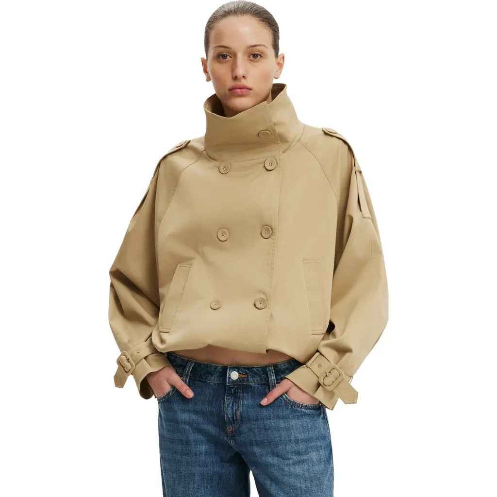 Cotton On Women's Porter Cropped Trench in Sand at Nordstrom, Size Large/x-Large | Nordstrom