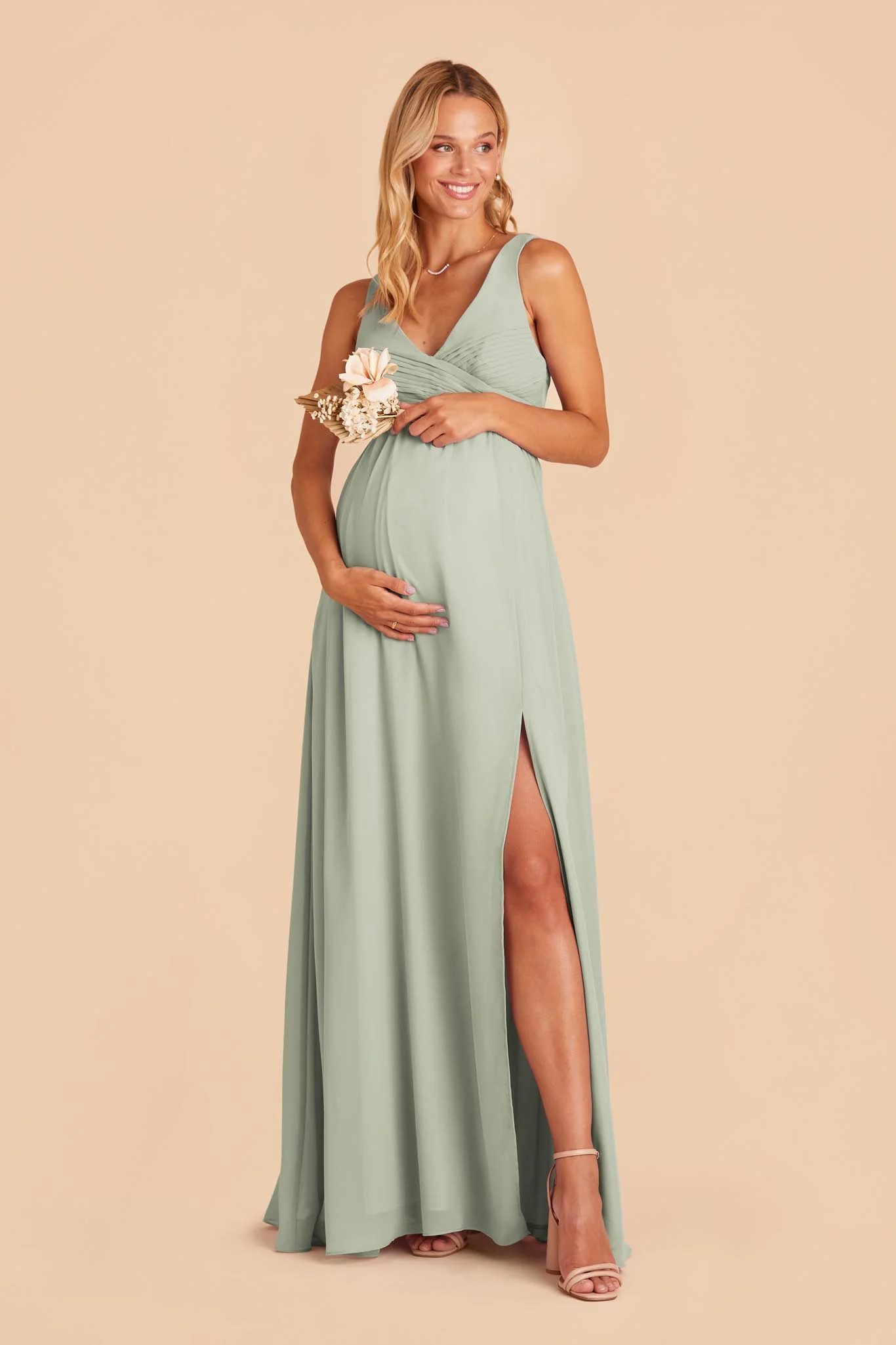 Laurie Empire Dress - Sage | Birdy Grey