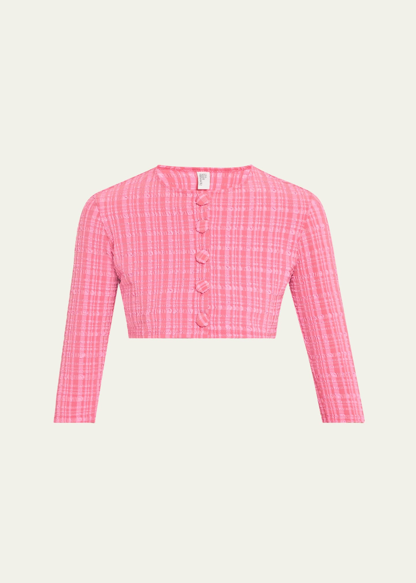 Lisa Marie Fernandez Striped Seersucker Cropped Swim Cardigan | Bergdorf Goodman