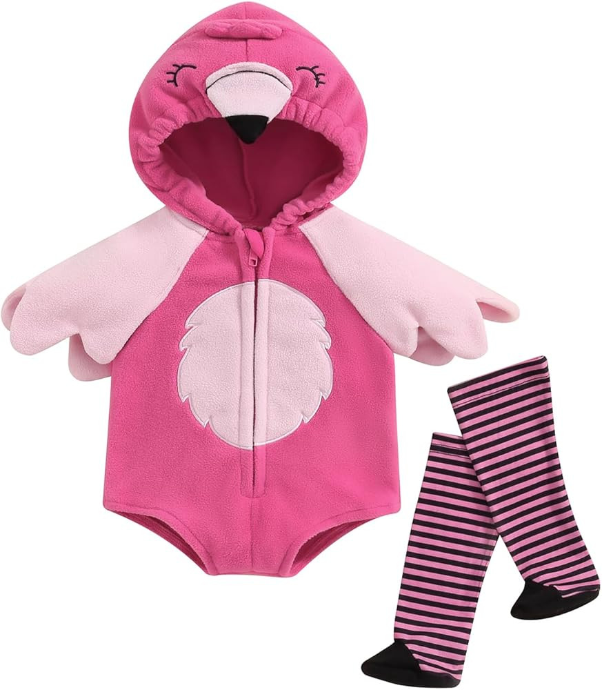 Madjtlqy Halloween Costumes Toddler Baby Boy Girl Flamingo Animal Hooded Sleeveless Romper Jumpsu... | Amazon (US)