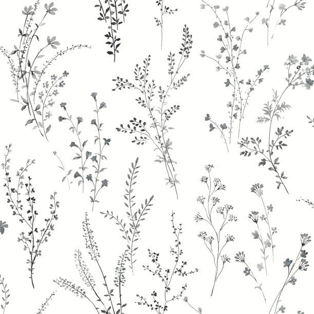 York Wallcoverings FH4026 Wildflower Sprigs Wallpaper Black/White - Walmart.com | Walmart (US)