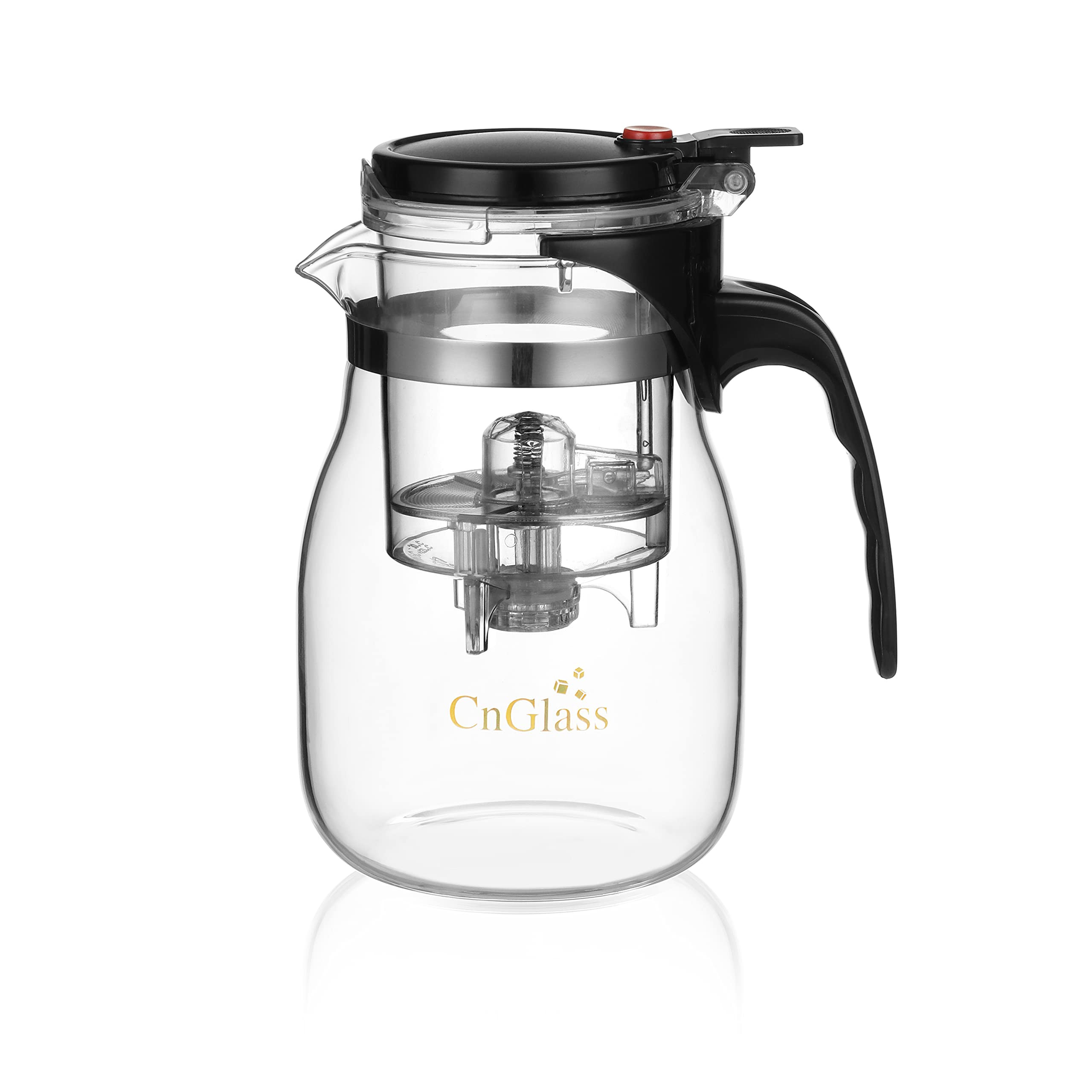 CNGLASS Glass Teapot with Removable Infuser,25oz Clear Tea Kettle with One Button Press to Filter... | Amazon (US)