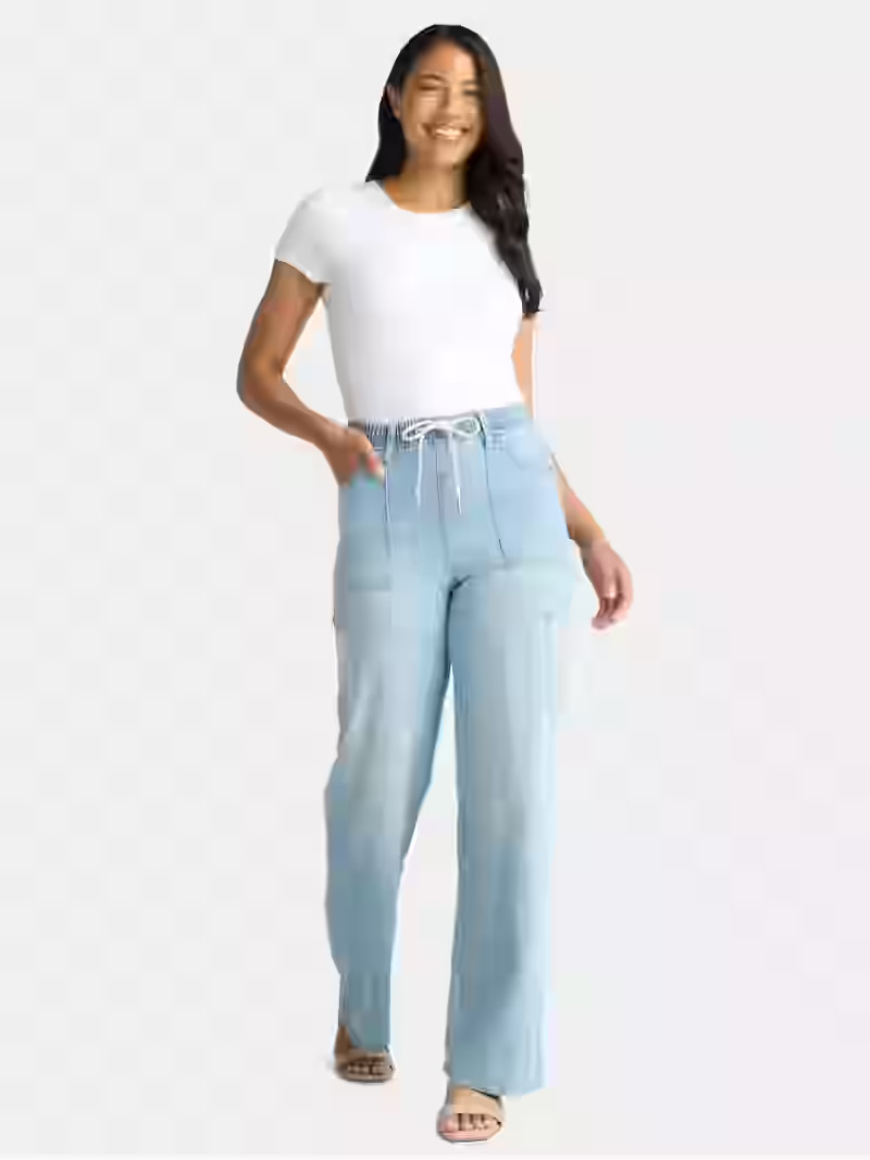 Madden NYC Women's Drawstring Utility Jeans, 32'' Inseam, Sizes XXS-2XL | Walmart (US)