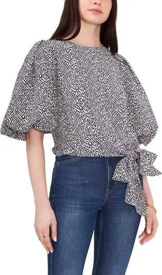 Vince Camuto Bubble Sleeve Tie Front Top | Nordstrom | Nordstrom