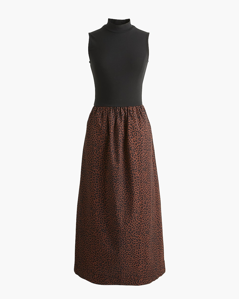 Printed mockneck knit mixed-media dress | J.Crew Factory