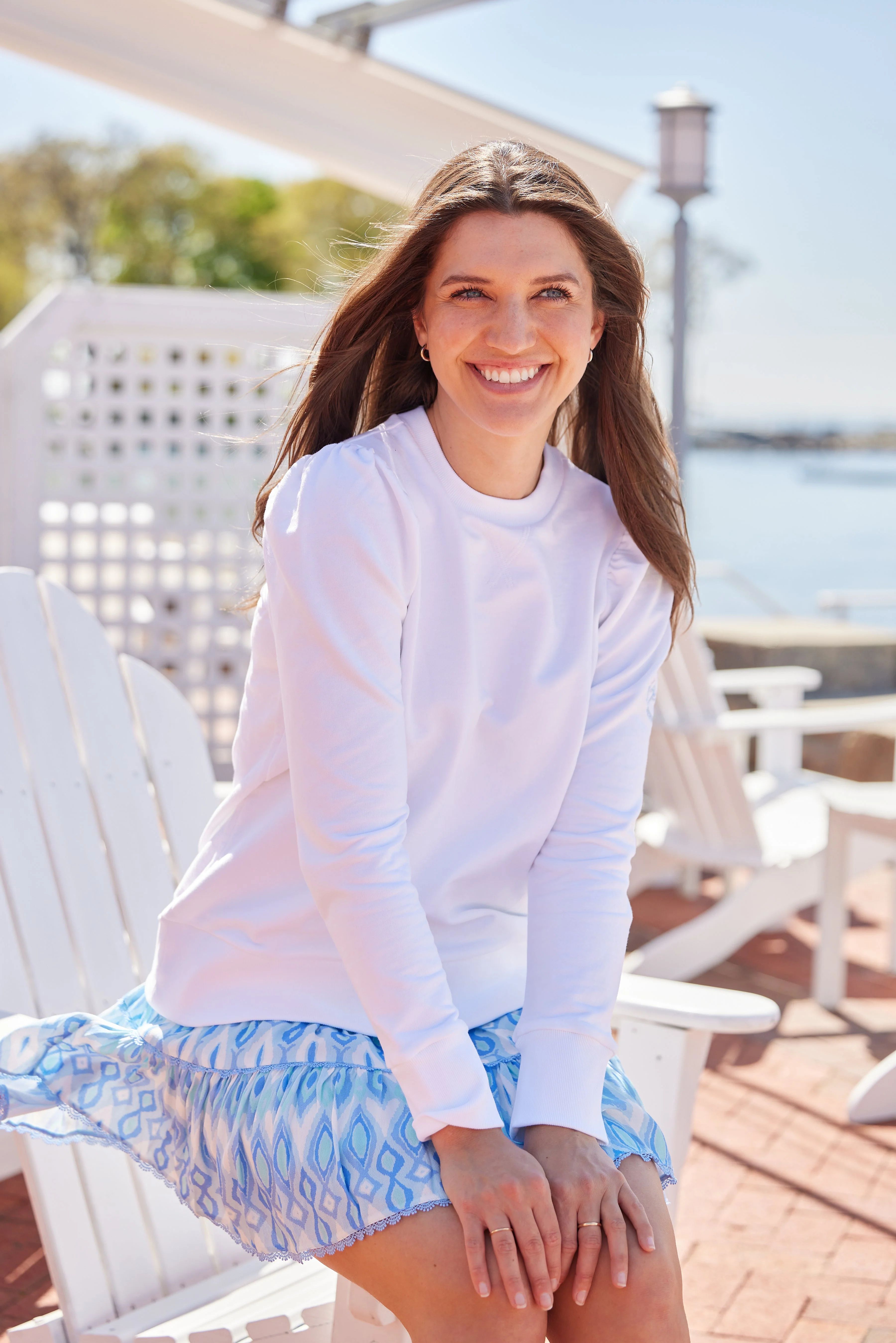 White Puff Sleeve Sweatshirt | Sail to Sable