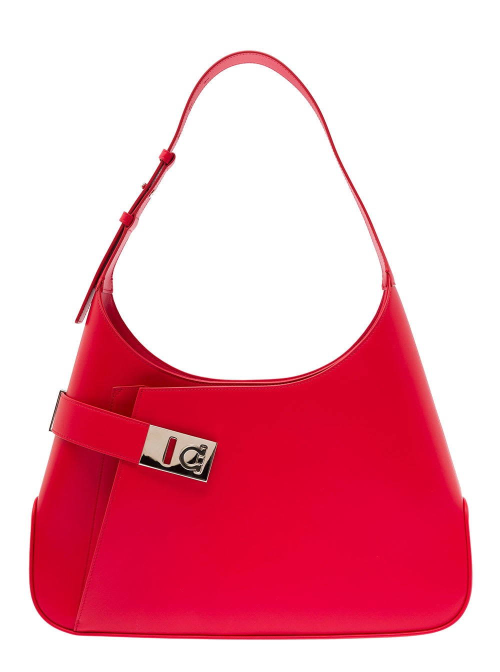 Ferragamo Red Hobo Shoulder Bag With Asymmetric Pocket And Gancini Buckle In Leather Woman | Italist.com US