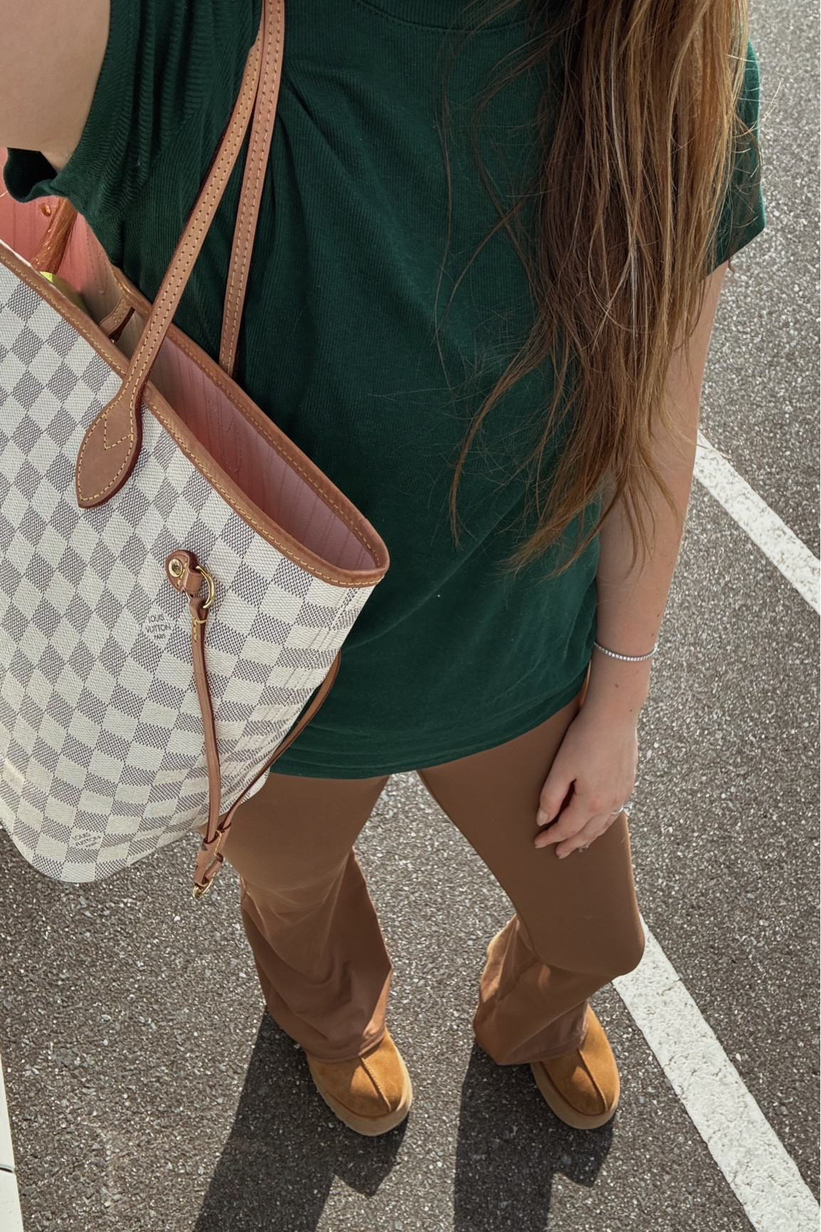 target for check 🤎💚 these brown flare yoga pants are so comfortable and the color looks so good with a green t shirt. The perfect fall transition athleisure outfit 

#LTKFindsUnder50 #LTKStyleTip #LTKSeasonal