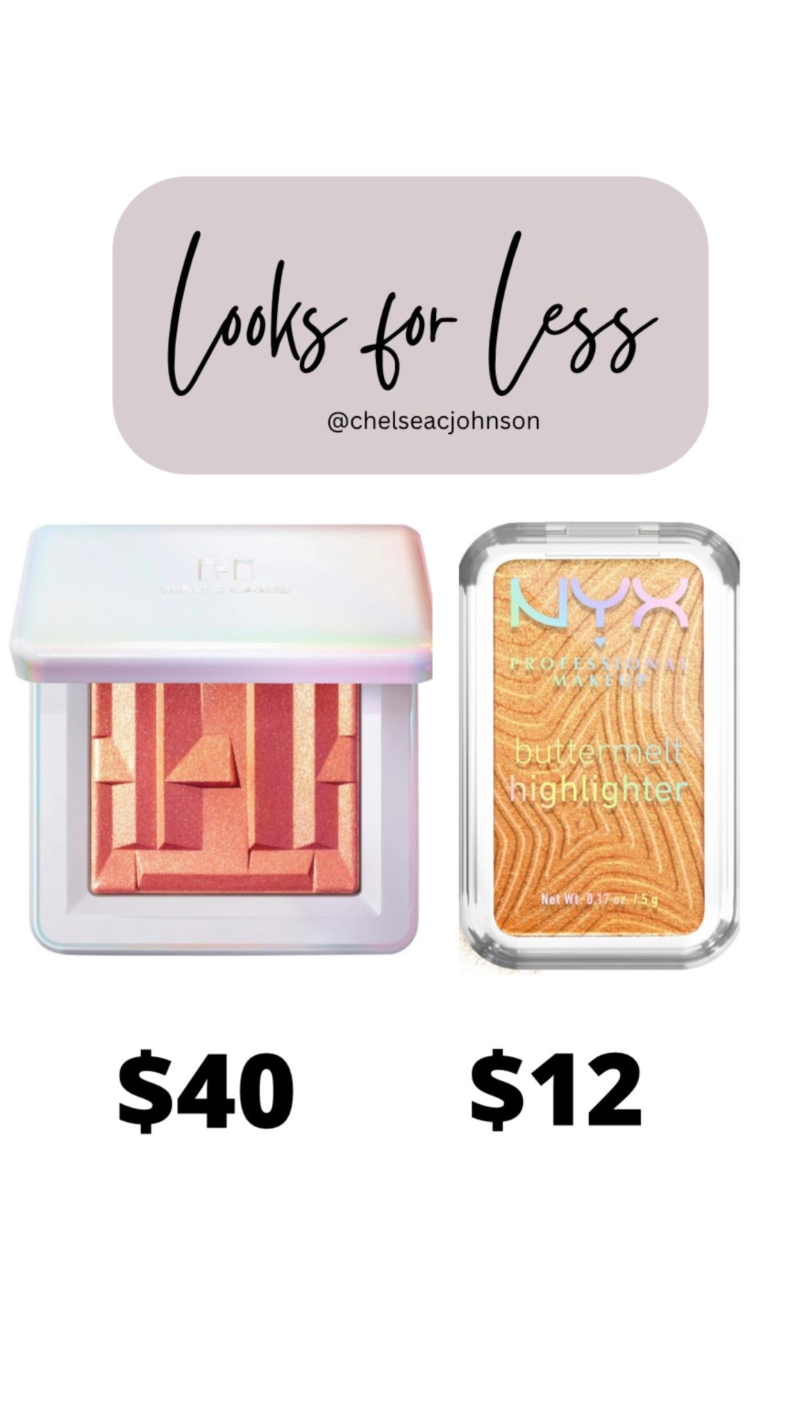 Has labs and NYX highlighters. Look exactly the same on the skin 


#LTKStyleTip #LTKBeauty #LTKSpringSale