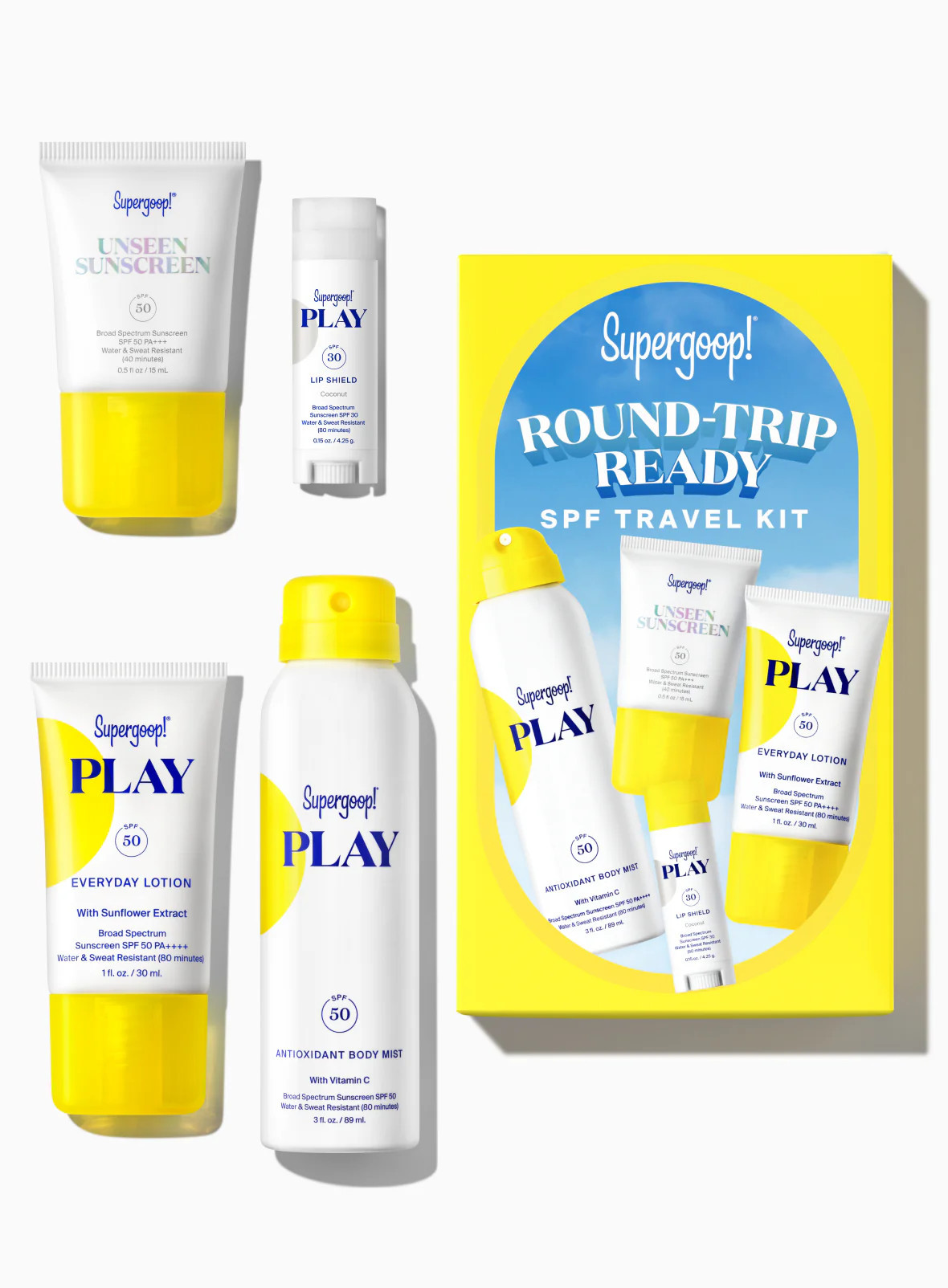 Round Trip Ready SPF Travel Kit Sunscreen Supergoop! | Supergoop