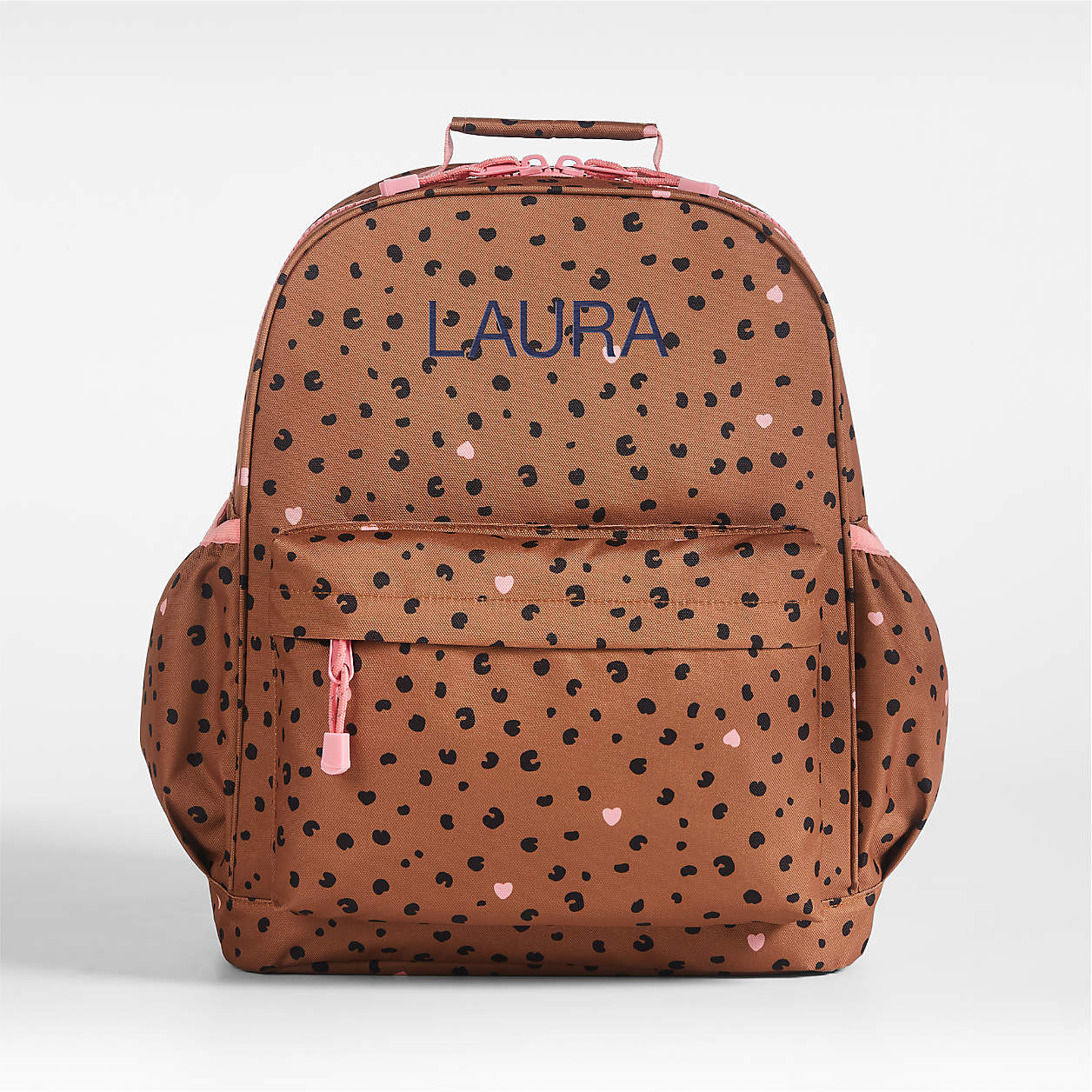 Cheetah Hearts Large Kids Backpack with Side Pockets + Reviews | Crate & Kids | Crate & Barrel