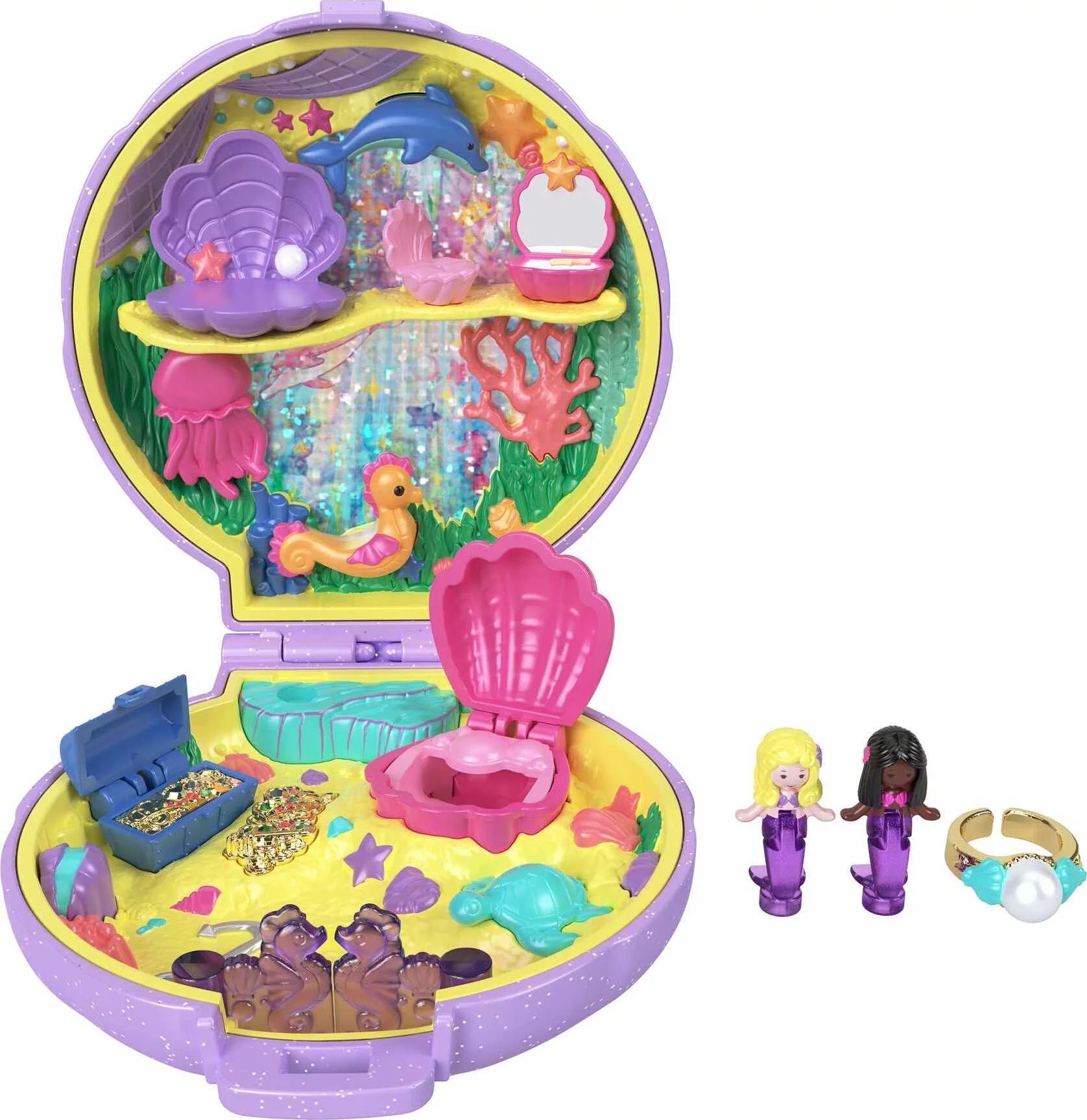 Polly Pocket Keepsake Collection Mermaid Dreams Compact, 2 Dolls & Wearable Jewelry, Collectible ... | Walmart (US)