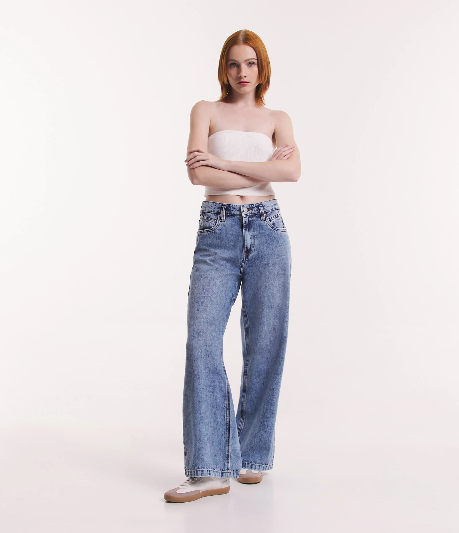 Calça Wide Leg Jeans com Passantes Deslocados Azul - Lojas Renner | Renner (BR)
