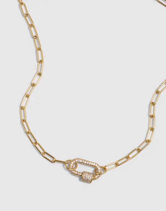 Pav&eacute; Carabiner Paperclip Chain Necklace | Madewell