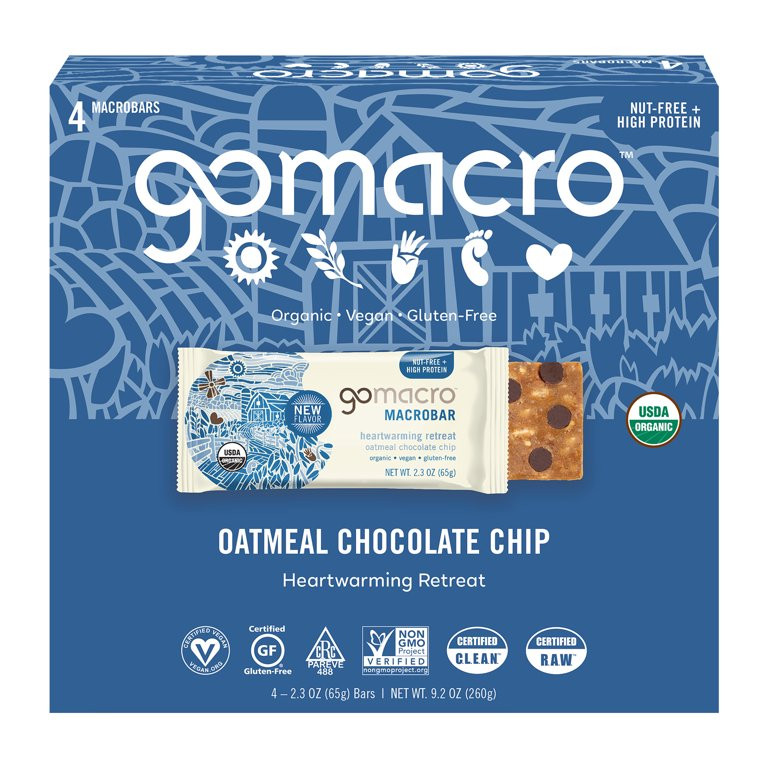 GoMacro Oatmeal Chocolate ChipÂ&nbsp;MacroBar 4ct Multipack - Walmart.com | Walmart (US)