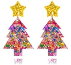 Christmas Earrings for Women Acrylic Christmas Drop Dangle Earrings Christmas Tree Elk Cactus Star Earrings Party Holiday Festival Jewelry Gift | Amazon (US)