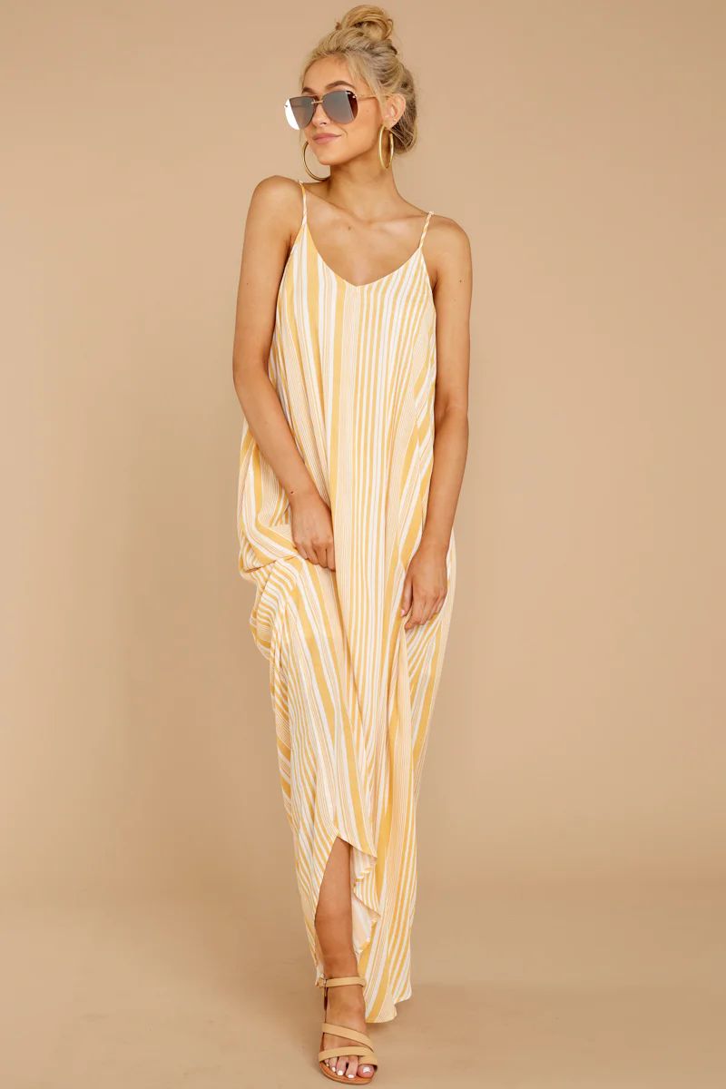 Could You Forget Sunshine Yellow Stripe Maxi Dress | Red Dress 