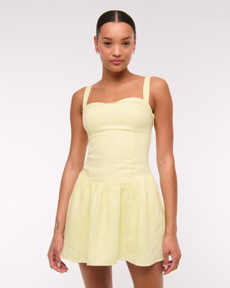 Premium Linen Drop-Waist Skort | Abercrombie & Fitch (US)