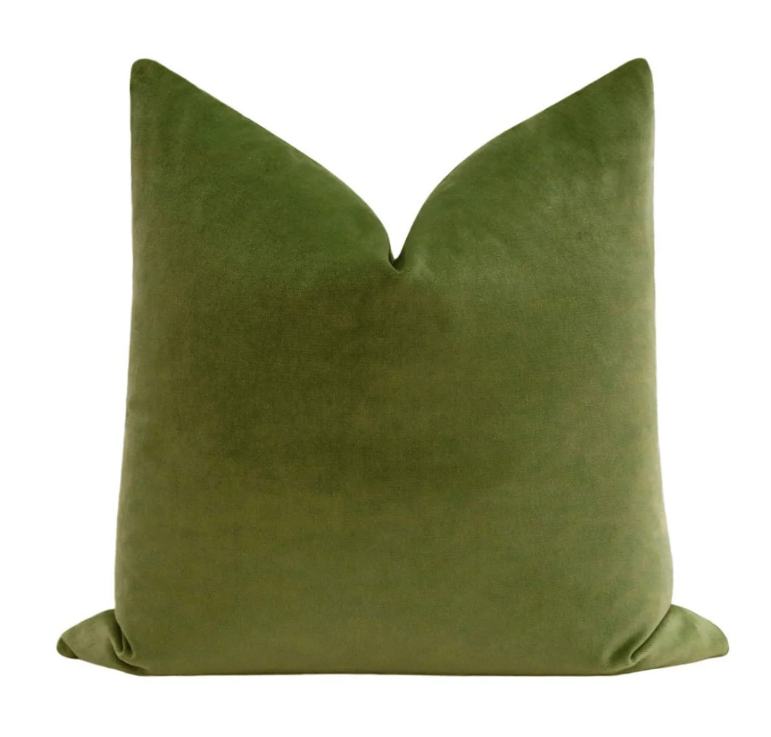 Society Velvet // Olive Pillow Green Velvet Designer Velvet Velvet Pillow - Etsy | Etsy (US)