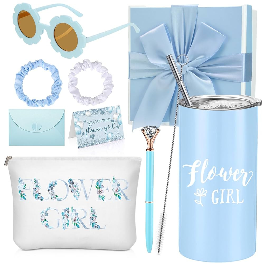 Sieral 9 Pcs Flower Girl Proposal Gifts Set Personalized Flower Girl Tumbler with Straw Bride Gif... | Amazon (US)