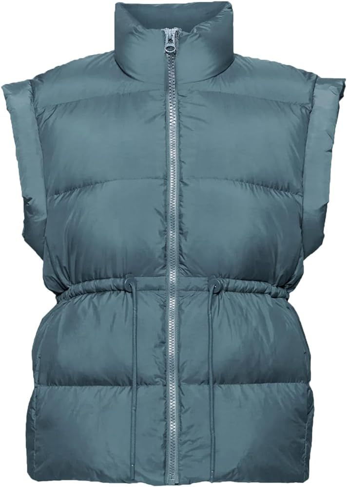 Aimiray Women's Lightweight Down Puffer Vest Stand Collar Padded Gilet Jacket Adjustable Drawstring  | Amazon (US)
