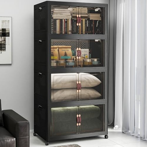 UAMFURI Stackable Storage Bins with Lids, 720QT Lockable Storage Cabinet, Foldable Storage Box wi... | Amazon (US)