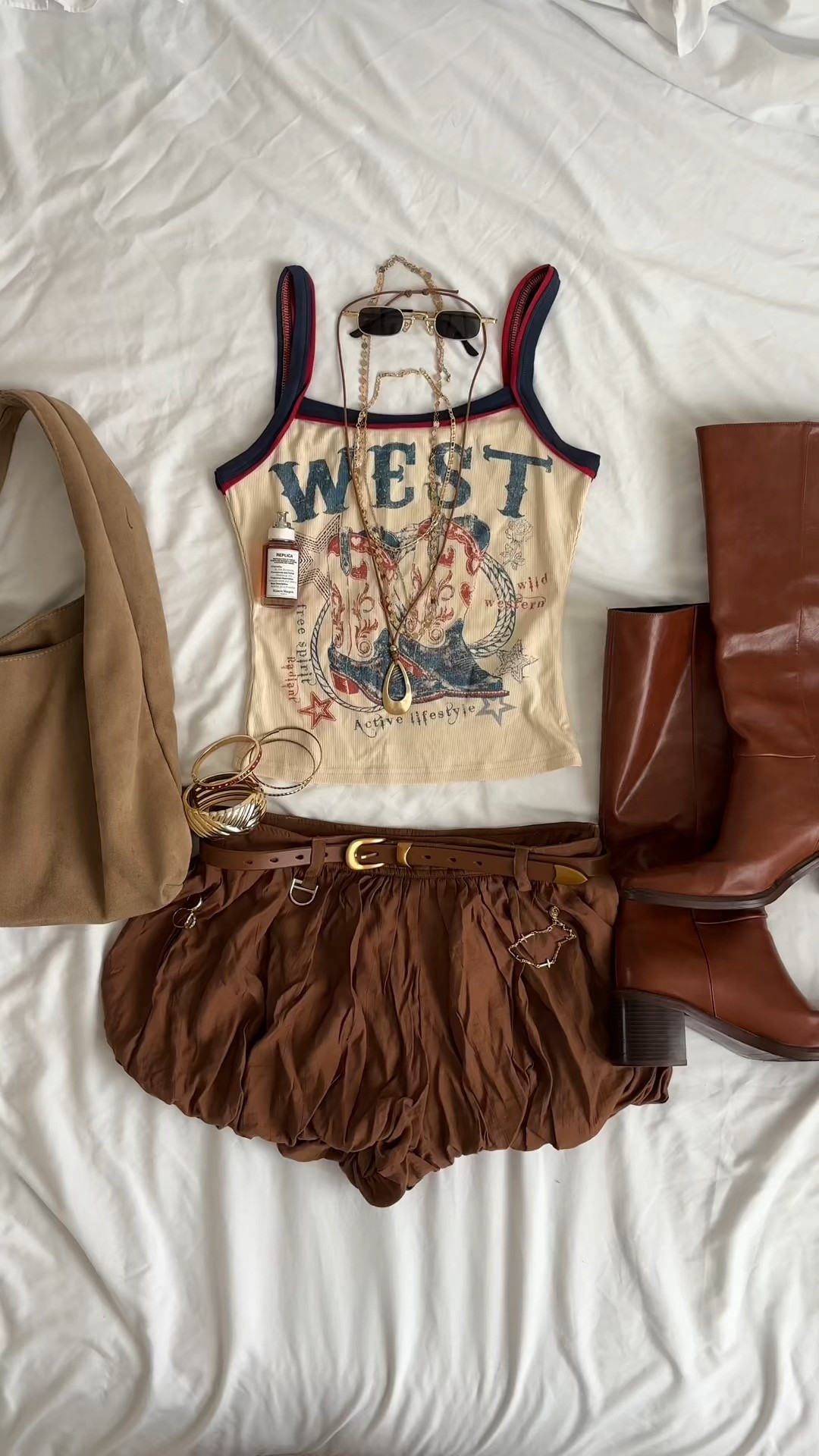 Country BoHo stagecoach outfit spa summer neutrals, brown boots, cowgirl 

#LTKTall #LTKootd #LTKgrwm