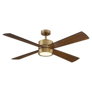 52 in. Indoor Integrated LED Natural Brass Ceiling Fan with Light and Remote Control | The Home Depot