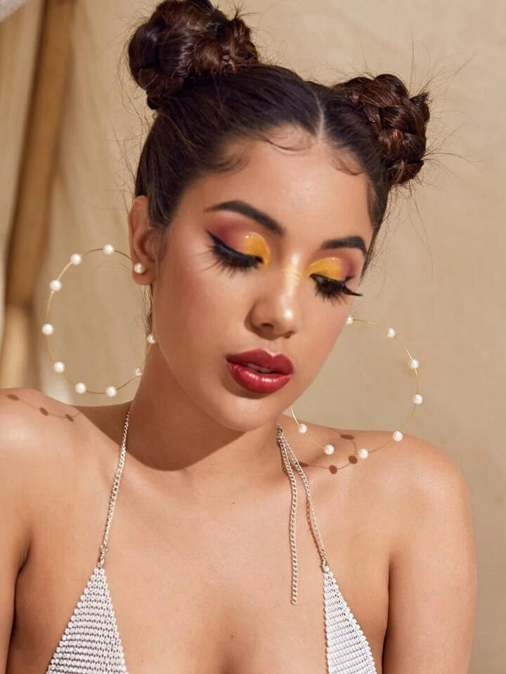 Faux Pearl Decor Hoop Earrings | SHEIN USA | SHEIN