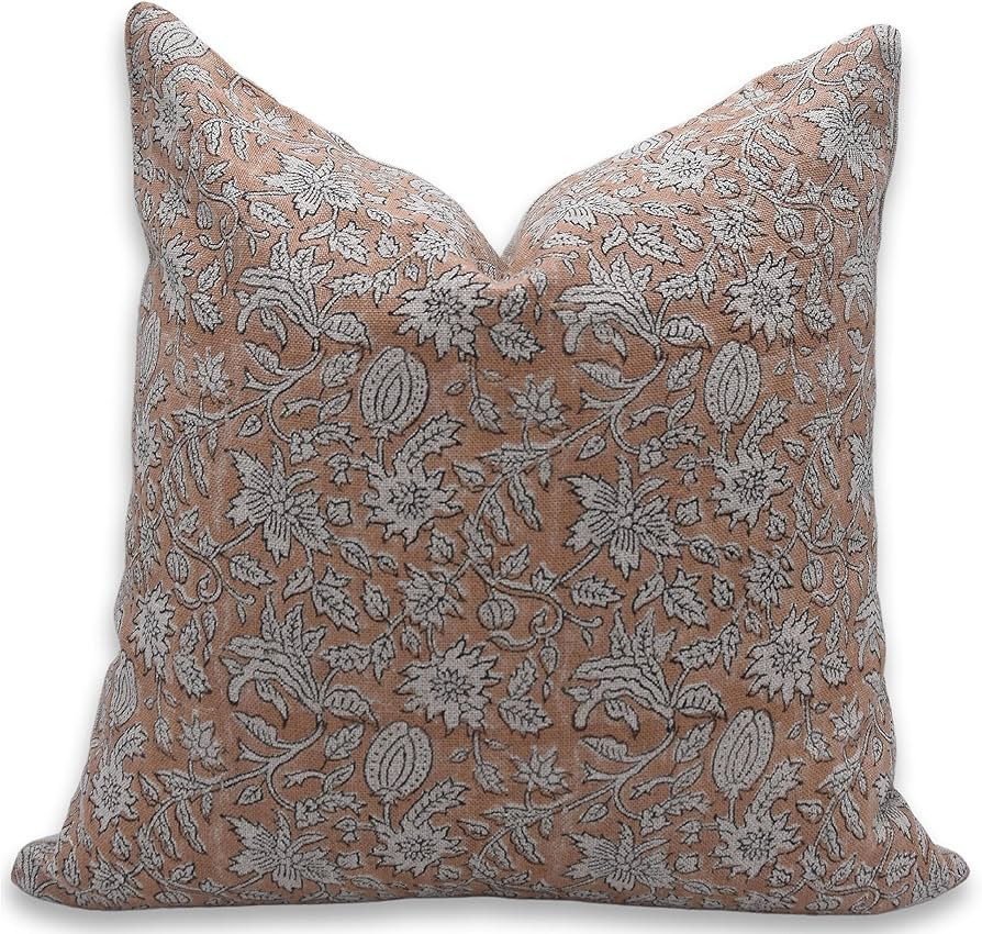 Fabritual Thick Linen Throw Pillow Cover, Outdoor Pillow with Handloom Print, Sustainable Handmad... | Amazon (US)
