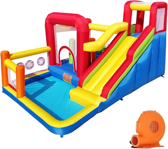 Bounce House, Inflatable Bounce Castle with Blower for Kids, Blow Up Jumping Bouncer with Slide, ... | Amazon (US)