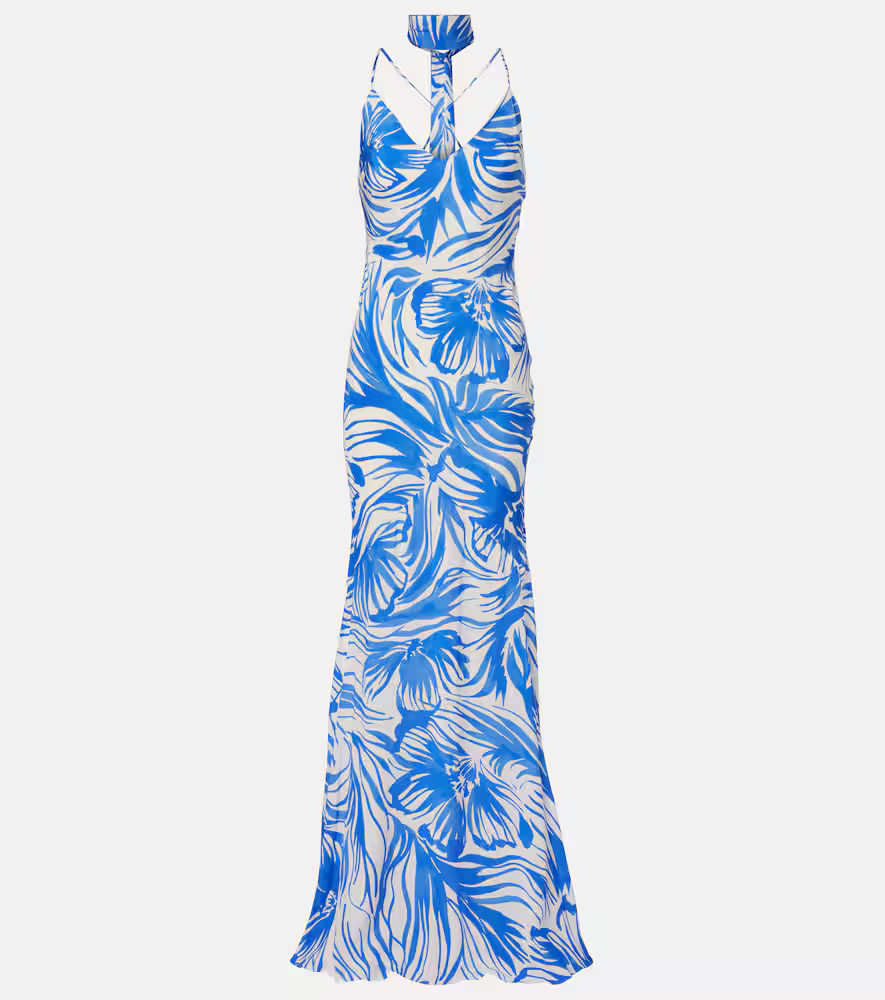 Alexandra Miro Isla scarf-detail printed gown | Mytheresa (US/CA)