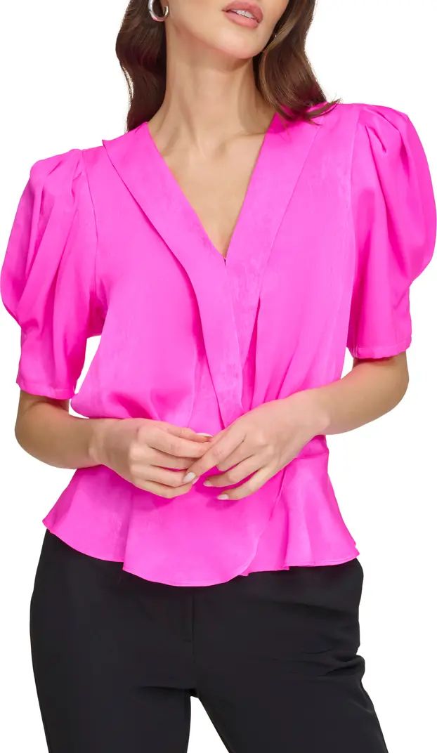 Puff Sleeve Peplum Satin Top | Nordstrom