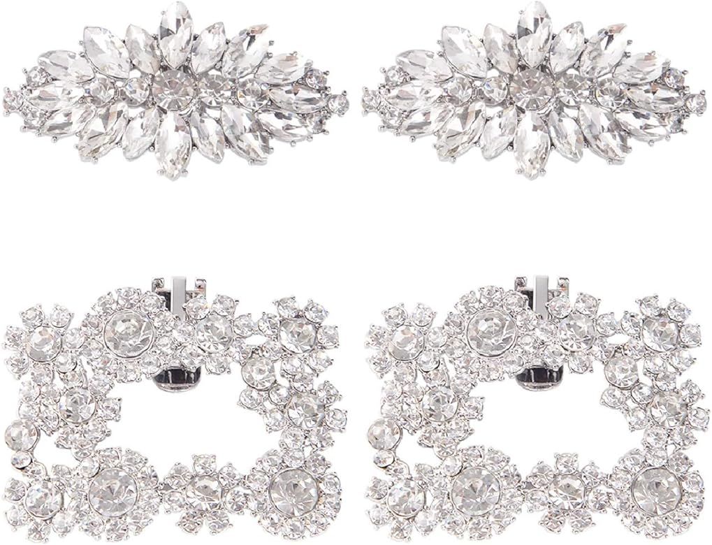 kilofly Elegant Rhinestone Crystal Metal Shoe Clips Wedding, Set of 2 Pairs | Amazon (US)