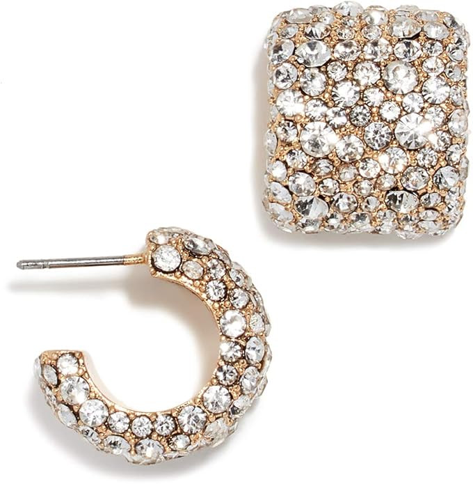 14K Gold Plated Ear Cuff Huggies Hoop Earrings, Dainty Fringe Glistening Crystals Earrings Jacket... | Amazon (US)