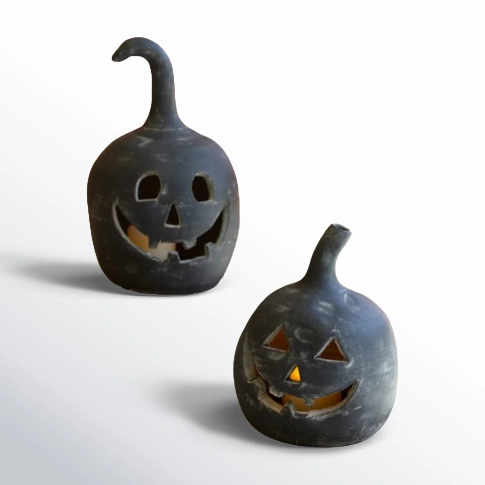 The Holiday Aisle® SET OF TWO BLACK CLAY JACK-O-LANTERNS & Reviews | Birch Lane | Birch Lane