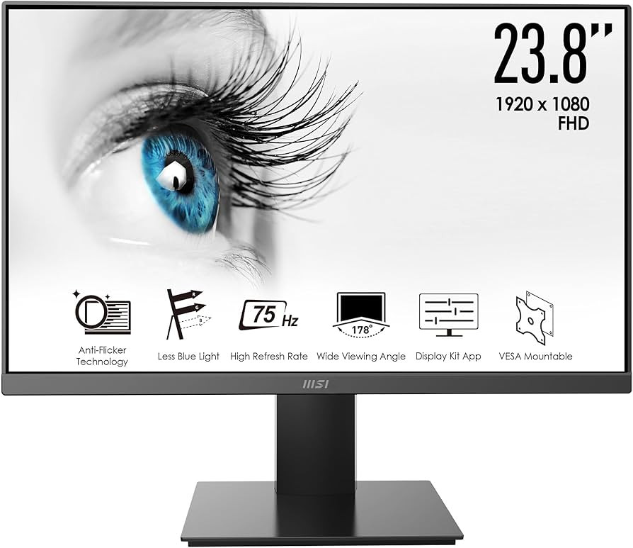 MSI Pro MP241X 24” Monitor, Full HD 1080p, 75Hz Refresh Rate, Anti-Glare Display, Less Blue Lig... | Amazon (US)