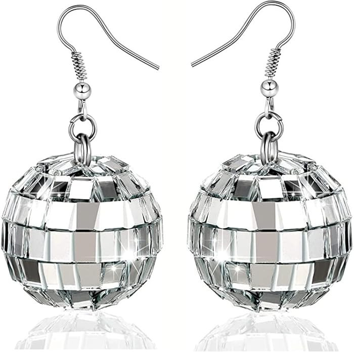 Disco Ball Earrings 24mm 70'S Disco Punk Earrings for Women Jewelry | Amazon (US)