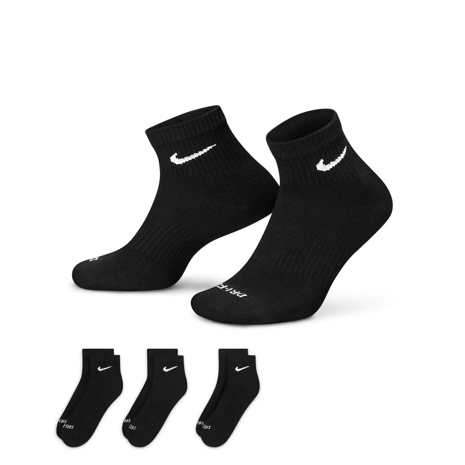 Women's Nike Everyday Plus 3-Pair Cushioned Training Ankle Socks, Size: Medium, Black | Kohl's