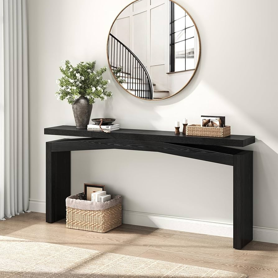Epecoya 63-Inch Black Console Tables for Entryway, Wooden Sofa Console Table Behind Couch Mid Cen... | Amazon (US)