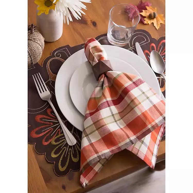 Pumpkin Spice Plaid Napkins, Set of 6 | Kirkland's Home