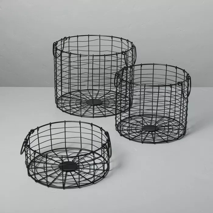 Round Wire Store Basket with Handles Black - Hearth & Hand™ with Magnolia | Target
