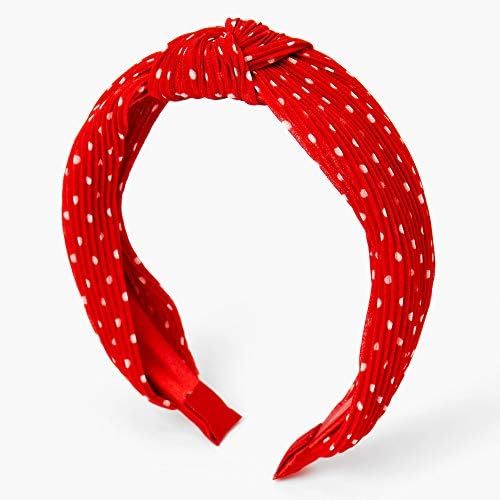 Claire's Polka Dot Pleated Knotted Headband for Girls, One Size, Red and White, 1 Piece | Amazon (US)