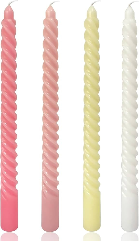 10 Inch Spiral Taper Candles for Home Decoration, 4 Pack Candy Series Candlesticks for Dinner Par... | Amazon (US)
