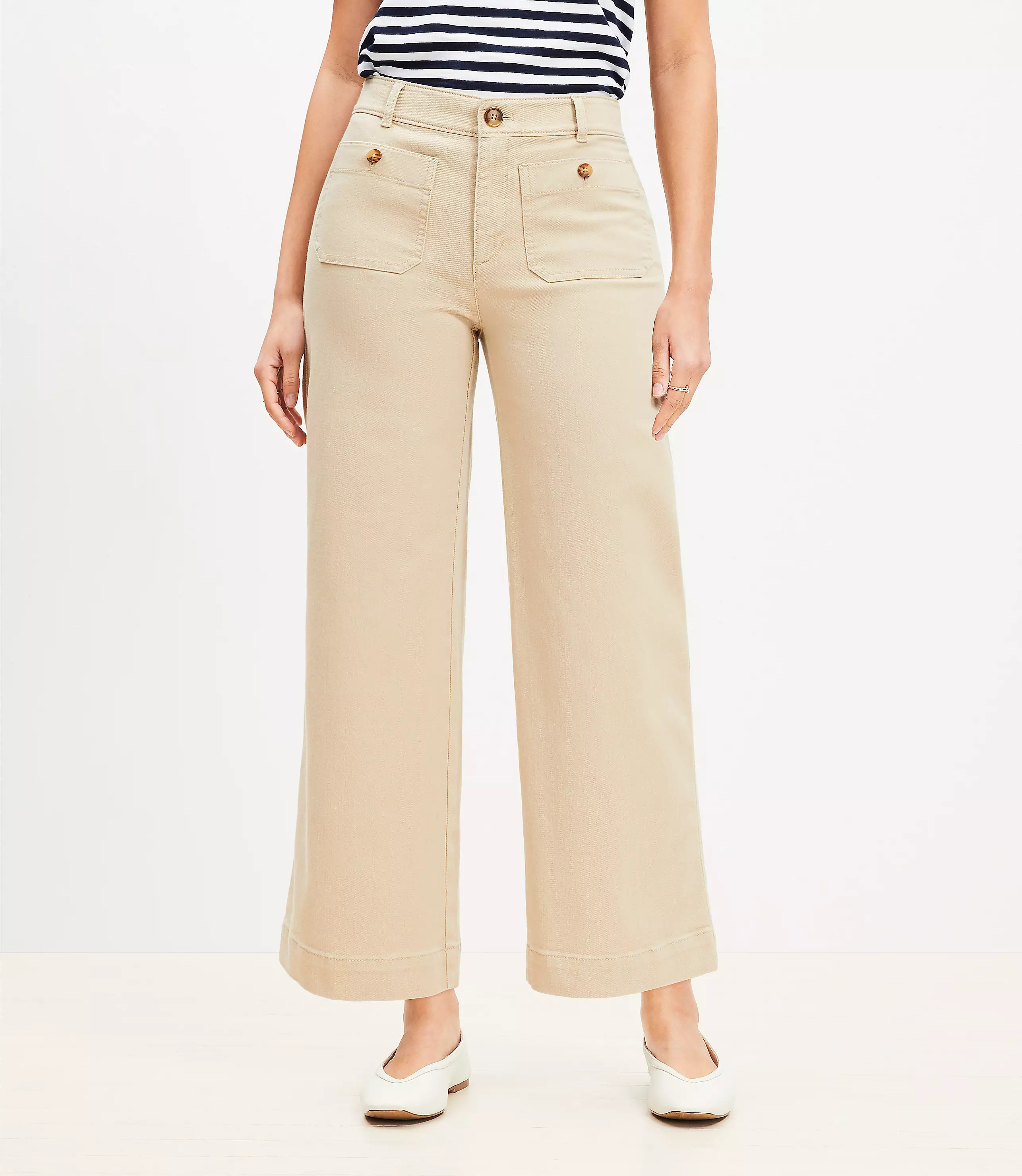 Petite Curvy Palmer Wide Leg Crop Pants in Twill | LOFT