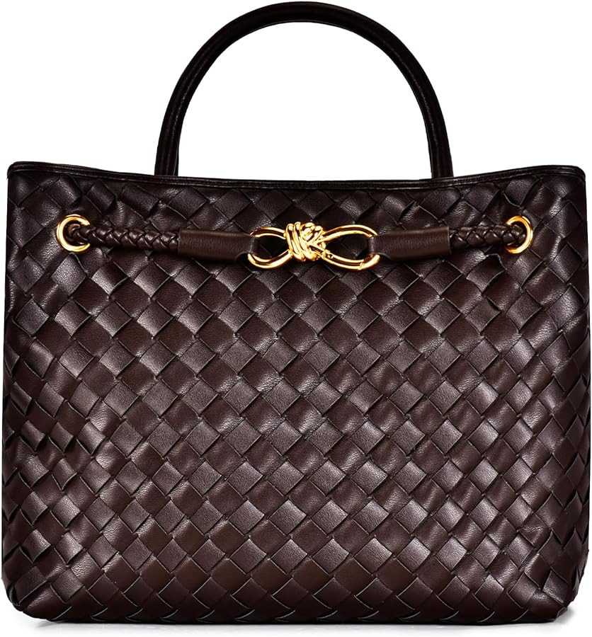 Woven Bag for Women, Small Tote Bag Hobo Bag Crossbody Bags PU Leather Handmade Woven Purses Gift... | Amazon (US)