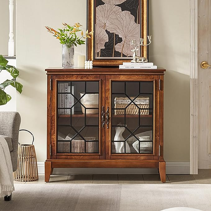 Morden Fort 36 inch Wide Accent Cabinet with 2 Doors, Vintage Style Storage Cabinet with Solid Wo... | Amazon (US)
