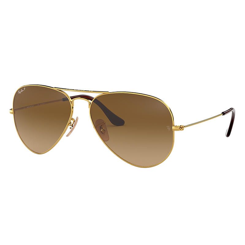 Ray-Ban Aviator Gradient Gold, Polarized Brown Lenses - RB3025 | Ray-Ban (US)
