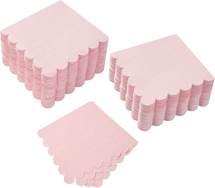 100 Pack Cocktail Napkin 2-Ply Scalloped Edged Dessert Napkins Folded 5 x 5 Inches Disposable Nap... | Amazon (US)
